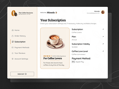 Subscription Page coffee shop page subscription subscription service ui ui kit userfriendly ux website