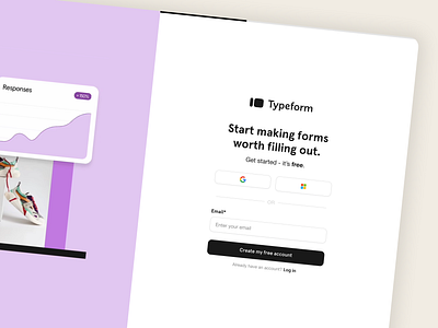 Typeform · Sign Up Page Redesign · UI Design · DailyUI challenge dailyui design desktop product design typeform ui ui design webdesign