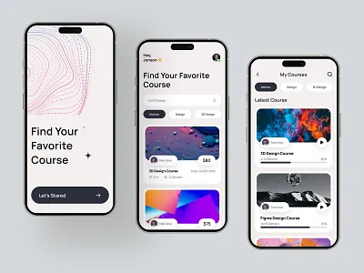 Online Course Platform | Mobile App app design e course edtech education learning minimal mobile mobile app mobile ui modern online class online course student study training ui ui design ux uxui