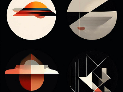 "Geometric Sunsets" design illustration