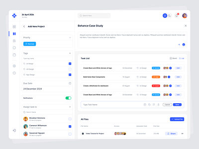 Task Management SaaS - Add a New Project analytics application dashboard dashboard design kanban management manager project project management project management tool saas task task list task management task management app task manager tasks to do lis todo ui design