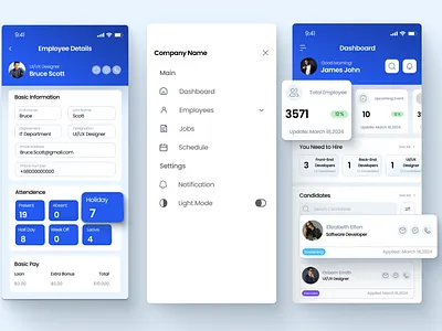 HRMS Mobile App Dashboard | UI/UX Design | Figma app branding design graphic design illustration logo m typography ui ux vector