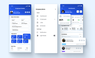 HRMS Mobile App Dashboard | UI/UX Design | Figma app branding design graphic design illustration logo m typography ui ux vector