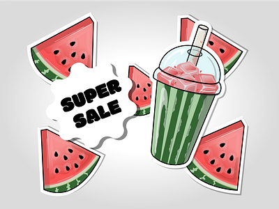 Sweet discounts cocktail discounts drink discounts fruit cocktail fruit sticker hello summer hot summer sale just in time for the season promotion save up to 50 sticker design summer summer festival summer sale summer special offer summer time summer vibes super discounts watermelon cocktail watermelon fantasy