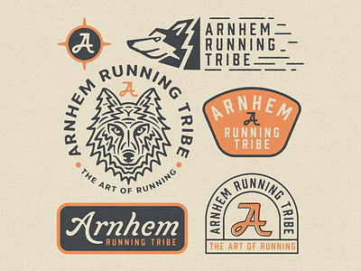 Arnhem Running Tribe badge branding design eyes graphic design grouprun icon illustration logo patch patches run running runninggroup sun texture tree wolf