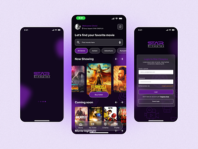 Star Cineplex-Movie Ticket Booking App app design design movie app ticket app ui