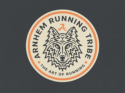 Arnhem Badge badge branding design illustration run texture tree wolf