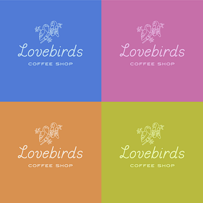 Lovebirds Coffee Shop Brand Logo Design branding illustration logo retro