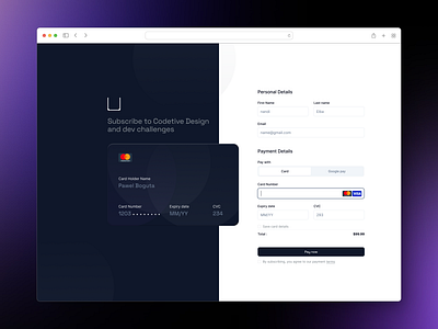 Credit card page design #dailyUI design ui ux design webdesign