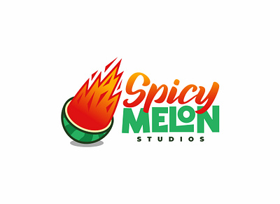 Spicy Melon Logo Concept animal branding character custom design fire fruit graphic design illustration logo mascot melon motion graphics negativespace smart spicy ui unused watermelon