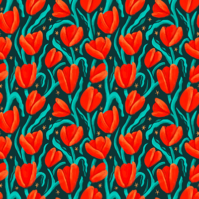 Tulips design floral flowers illustration pattern surface pattern design tulips