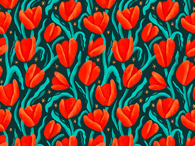 Tulips design floral flowers illustration pattern surface pattern design tulips