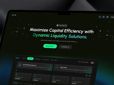 Web3 - Active Liquidity Management bitcoin crypto cryptoexchange dark dark theme dashboard design interface landing page product design saas tokenomics ui ux web application web design web3