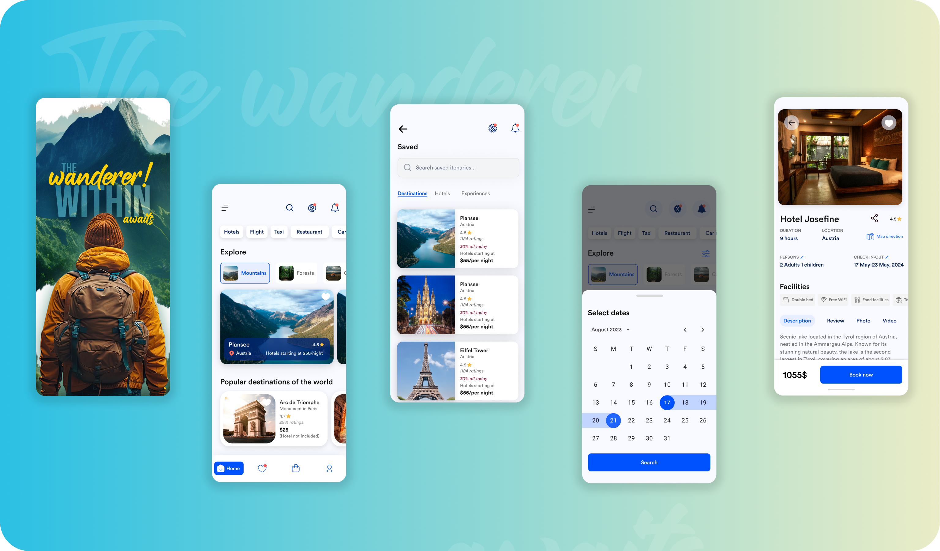 Travel app branding graphic design product design travel app ui ux