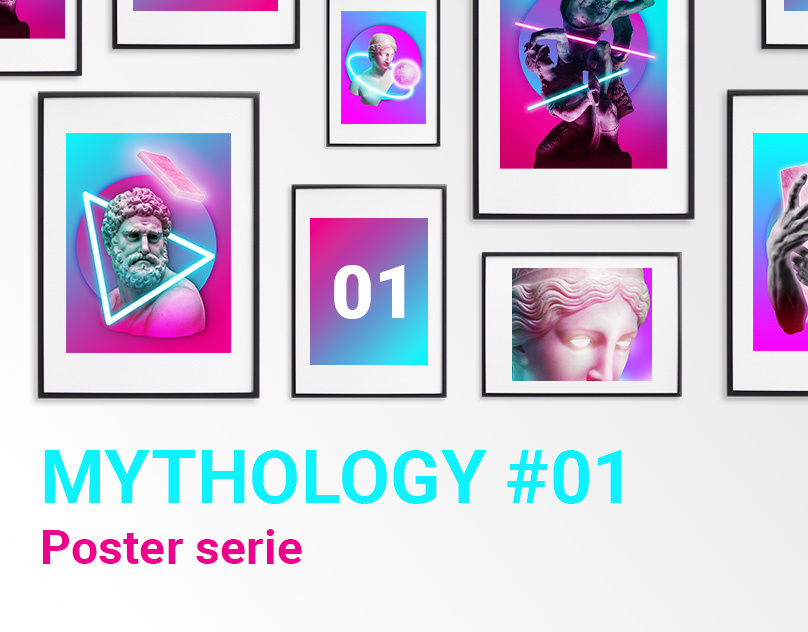 Mythology #01 design gradient graphic design greek mythology neon poster print sculpture vaporwave