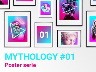 Mythology #01 design gradient graphic design greek mythology neon poster print sculpture vaporwave