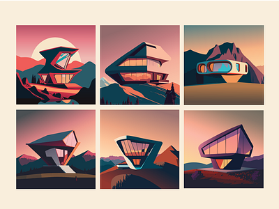 "Sunset Skylines: Futuristic Visions" animation building future grraphic design illustration sunset vector