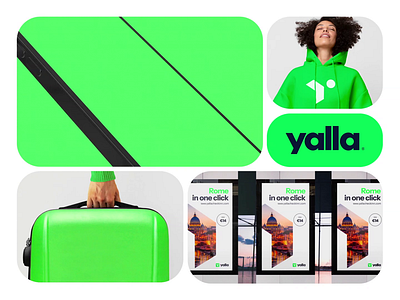 Video identity for Yalla animation booking branding design flights graphic design green logo qatar tickets traveling visual identity