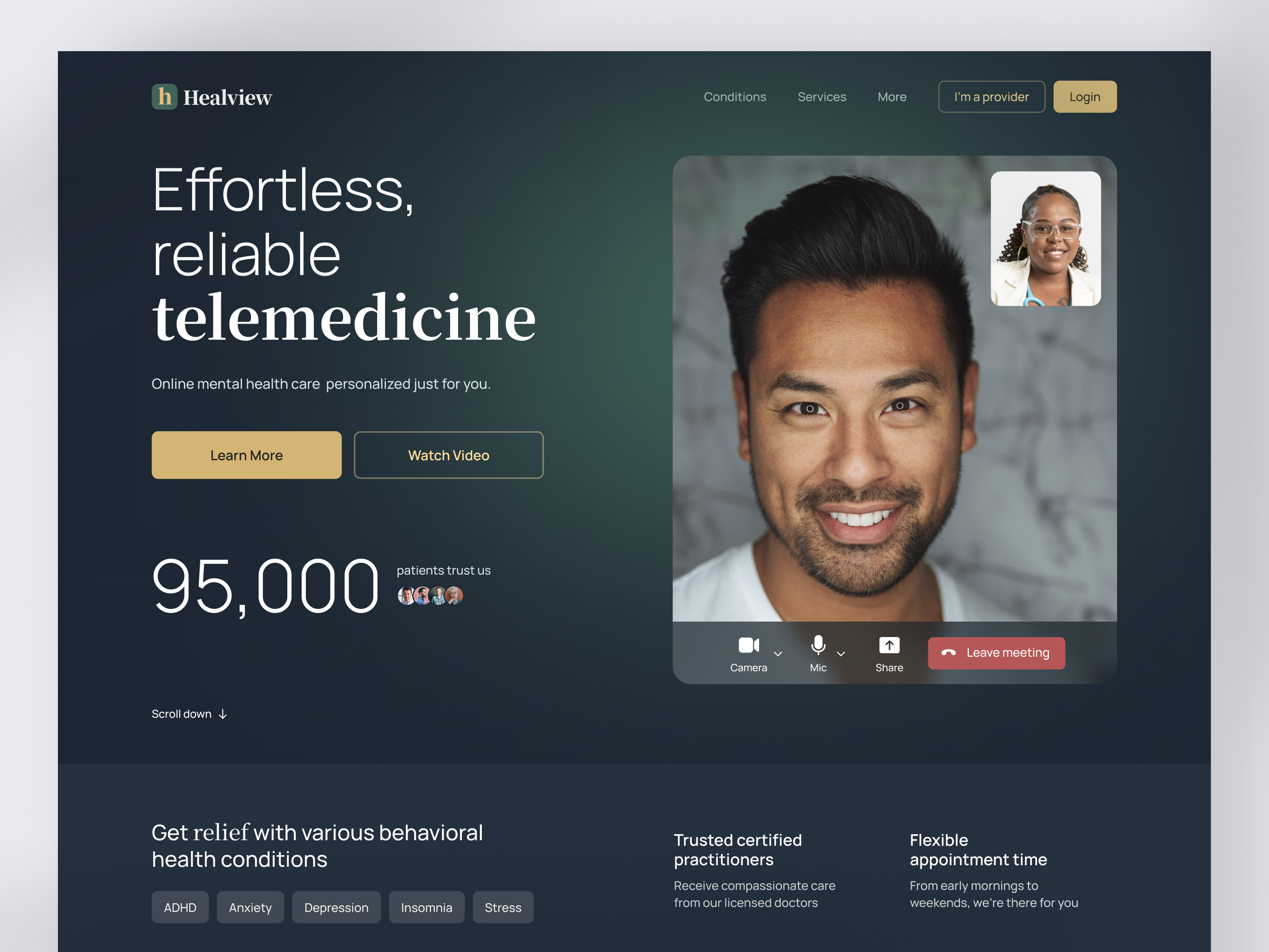 Mental Health App Landing app healthtech landing mental web