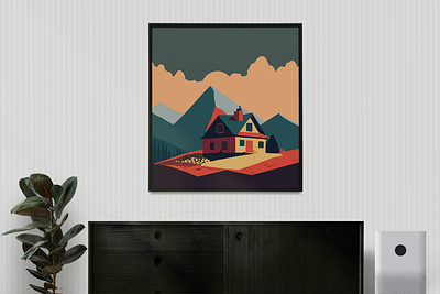 "Highland Hideaway" branding canvas graphic design mockup painting