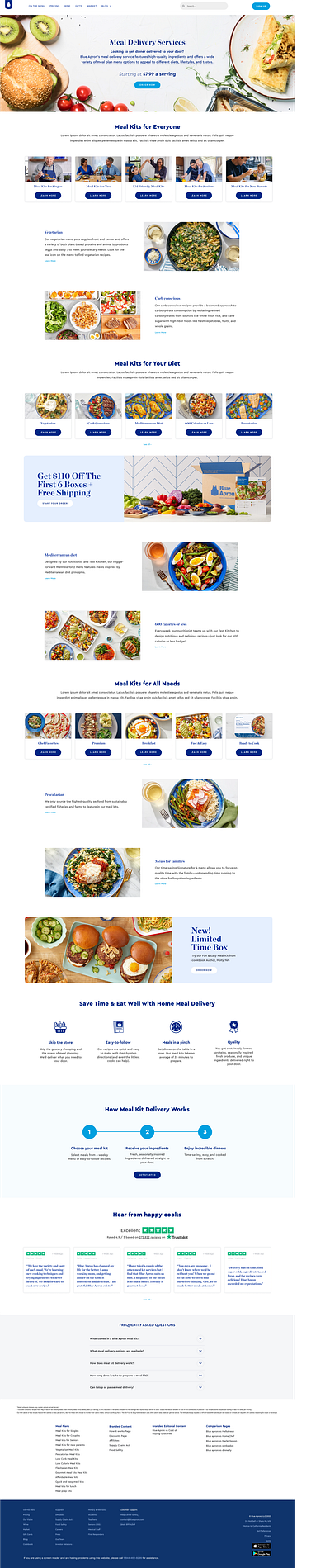 Blue Apron Meal Delivery Services Page