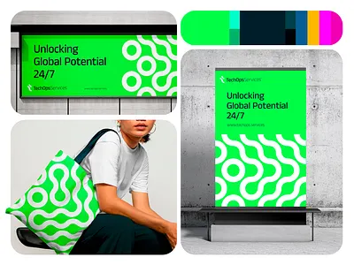 Visual Identity for TechOps Services branding crypto design fintech graphic design green logo modern patterns ui ux vibrant visual identity web3