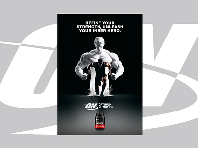 PUBLICITY - OPTIMUM NUTRITION branding design graphic design icon identity illustration logo marks nutrition poster protein publicity sport symbol ui