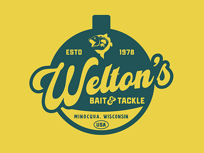 Welton's Bait & Tackle Badge bait branding design fish fisherman fishing graphic design identity illustration logo mark tackle