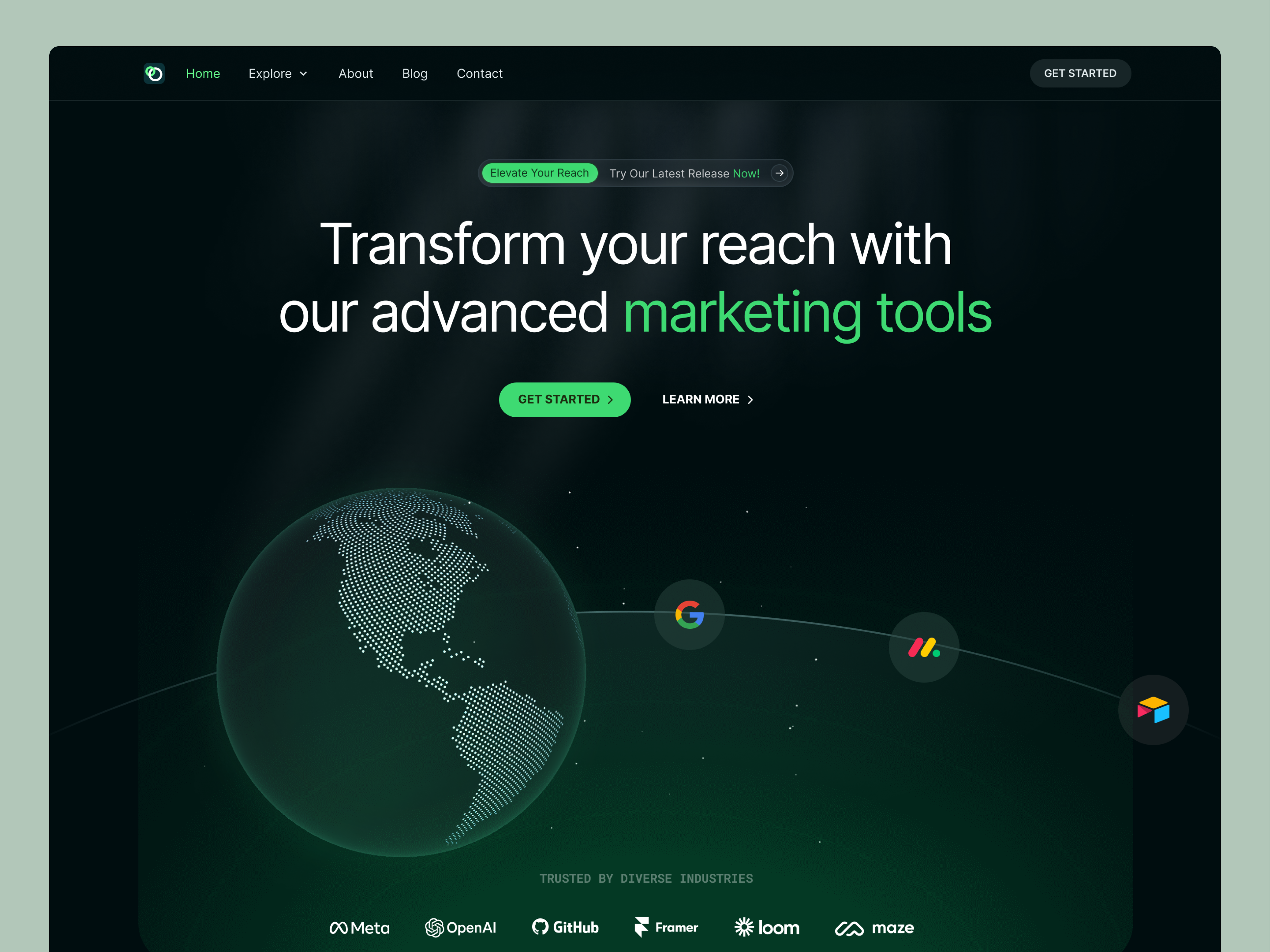 Marketing Website Design creative dark design earth landing page marketing ui uidesign ux uxdesign web web design webdesign