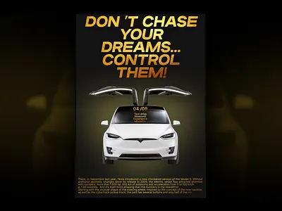 The poster. Tesla. car creative graphic design poster tesla web design