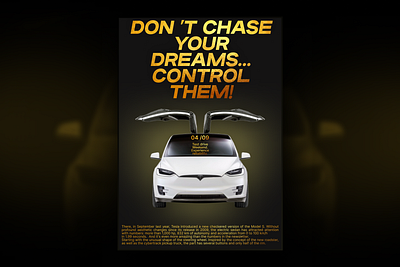 The poster. Tesla. car creative graphic design poster tesla web design