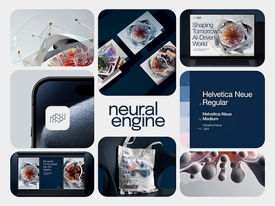 Visual Identity for Neural Engine artificial intellect blue branding design graphic design logo modern neural visual identity
