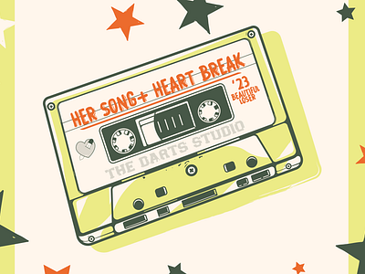 Cassette tapes : Her song + Heart Break cassette tape grunge distressed guitar pick mixtape cassette vintage music heals peace panic punk rock 80s retro music mixtape retro old school playlist tape pencil 80s vintage cassette tape vintage punk rock