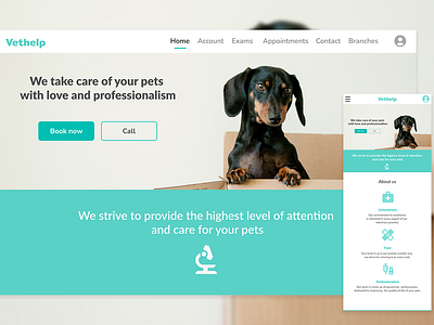 Vethelp Responsive Web Design UX/UI app design case study design thinking figma graphic design responsive ui user experience ux veterinary clinic web design