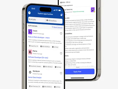 Job Search Application Concept app design bottom sheet illustration interaction design job search app ui ux