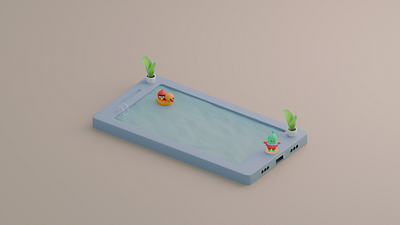 3D Pool Party 3d blender cute cycles logo phone pool render ui