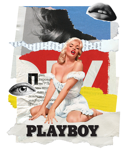 JAYNE MANSFIELD FOR PLAYBOY collage graphic design layering photoshop retro