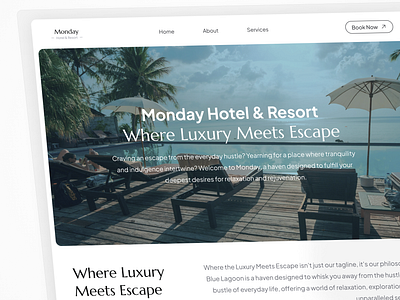 Monday - Resort & Hotel Web Concept blue lagoon booking branding graphic design holiday hotel hotel resort hotel web logo motion graphics resort tour typography ui ui design ux design web concept web design website