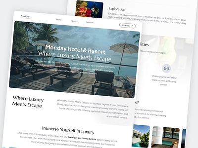 Monday - Resort & Hotel Web Concept blue lagoon booking branding holiday hotel hotel resort hotel web resort tour ui ui design ux design web concept web design website