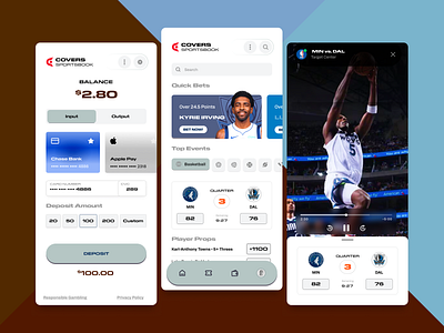 Covers Sportsbook interface mobile design mobile experience sportbetting sports ui ux
