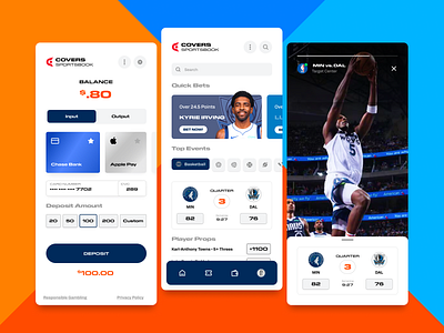 Covers Sportsbook interface mobile design mobile experience sportbetting sports ui ux