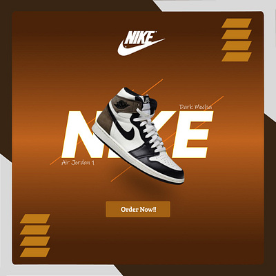 Simple poster design of NIKE shoes Air Jordan 1 | Dark Mocha branding graphic design