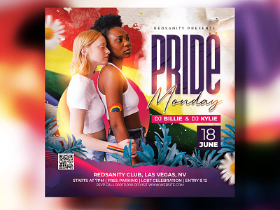 Pride Month Flyer Template PSD club dj flyer graphic design ig flyer instagram post lgbtq party pride pride month psd redsanity redsanityflyers template