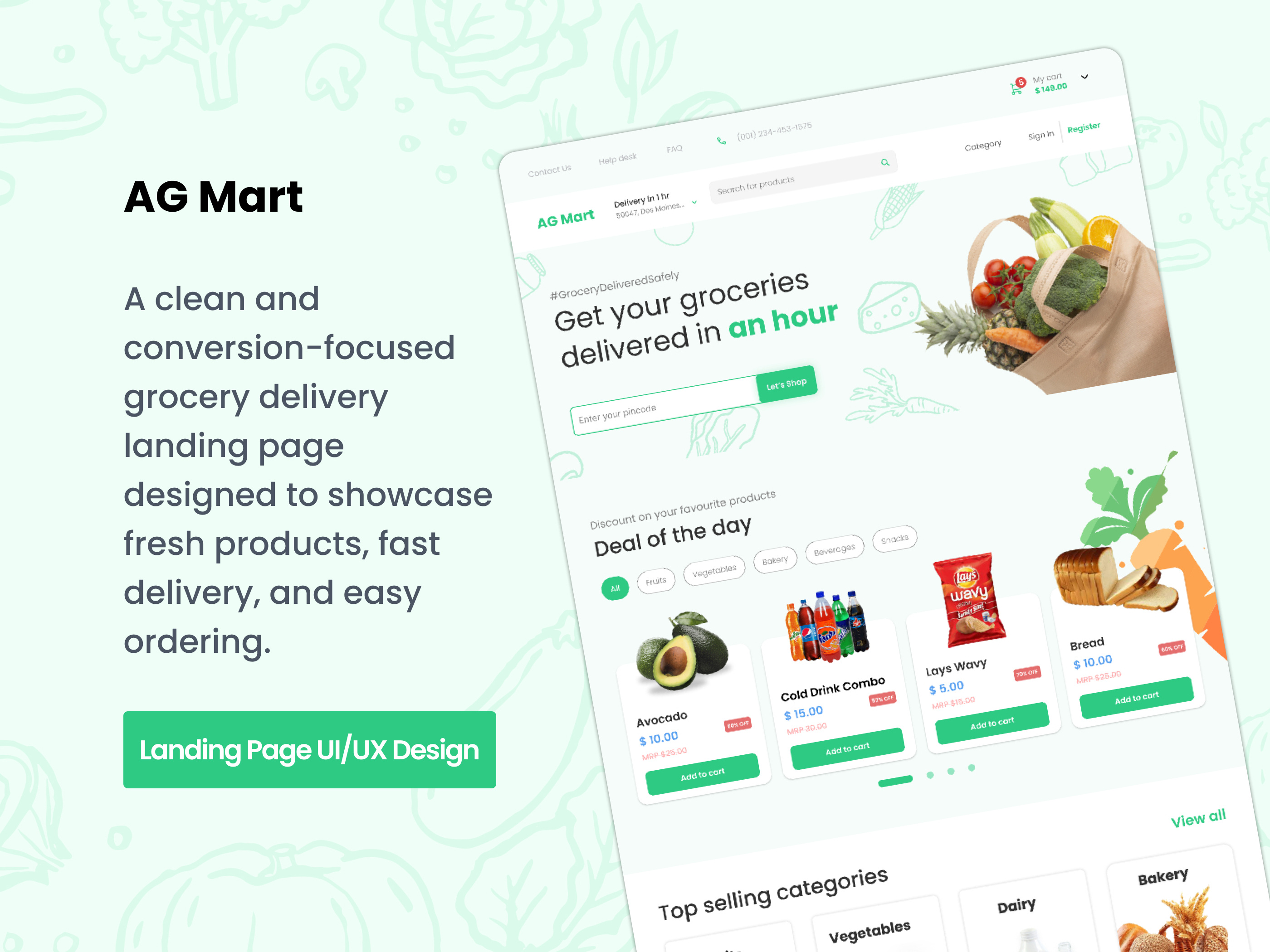 Grocery Website Design – A Seamless Supermarket Experience cleandesign creativedesign designinspiration designtrends ecommerce website design ecommercedesign fastdelivery grocerylandingpage grocerywebsite grocerywebsitedesign landingpagedesign moderndesign online delivery service online shop smoothui uiuxdesign userexperience userinterface webdesign websitedesign