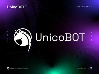 UnicoBOT - Logo Design Concept artificial blockchain brand identity branding crypto cryptocurrency currency decentralized defi horse intelligence logo logo design logo identity midjourney modern logo technology token unicorn wallet