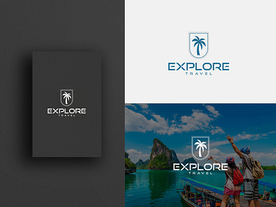 Explore travel logo design. Transport agency logo. adventure agency beach explore graphic design illustration logo design nature survey tour transport travel trip