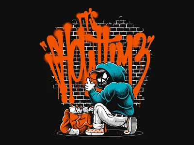IT'S SHOWTIME! art design graffiti illustration merch merchandise skeleton