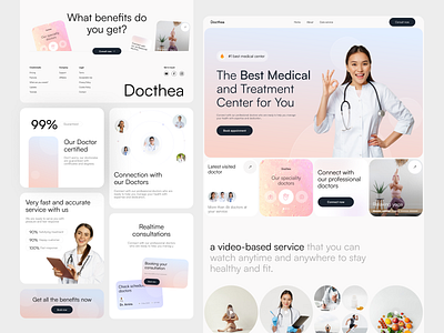 Landing page design exploration for medical industry branding card clean colors design doctor gradient graphic design homepage landing page layout medical minimalist patients photography ui ux website