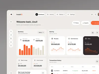 Finance Dashboard chart clean dashboard design fianance management ui web design