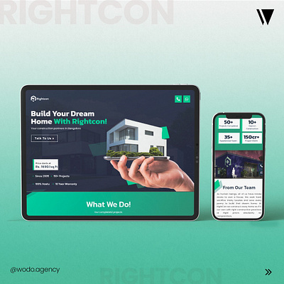 Rightcon, a construction company, we increased website traffic branding graphic design product design